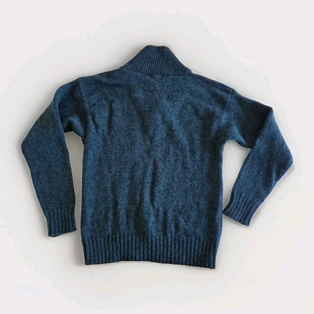 Cricketeer Vtg Sweater Mens L Blue Green Wool Blend Shawl Collar Grandpa Cottage